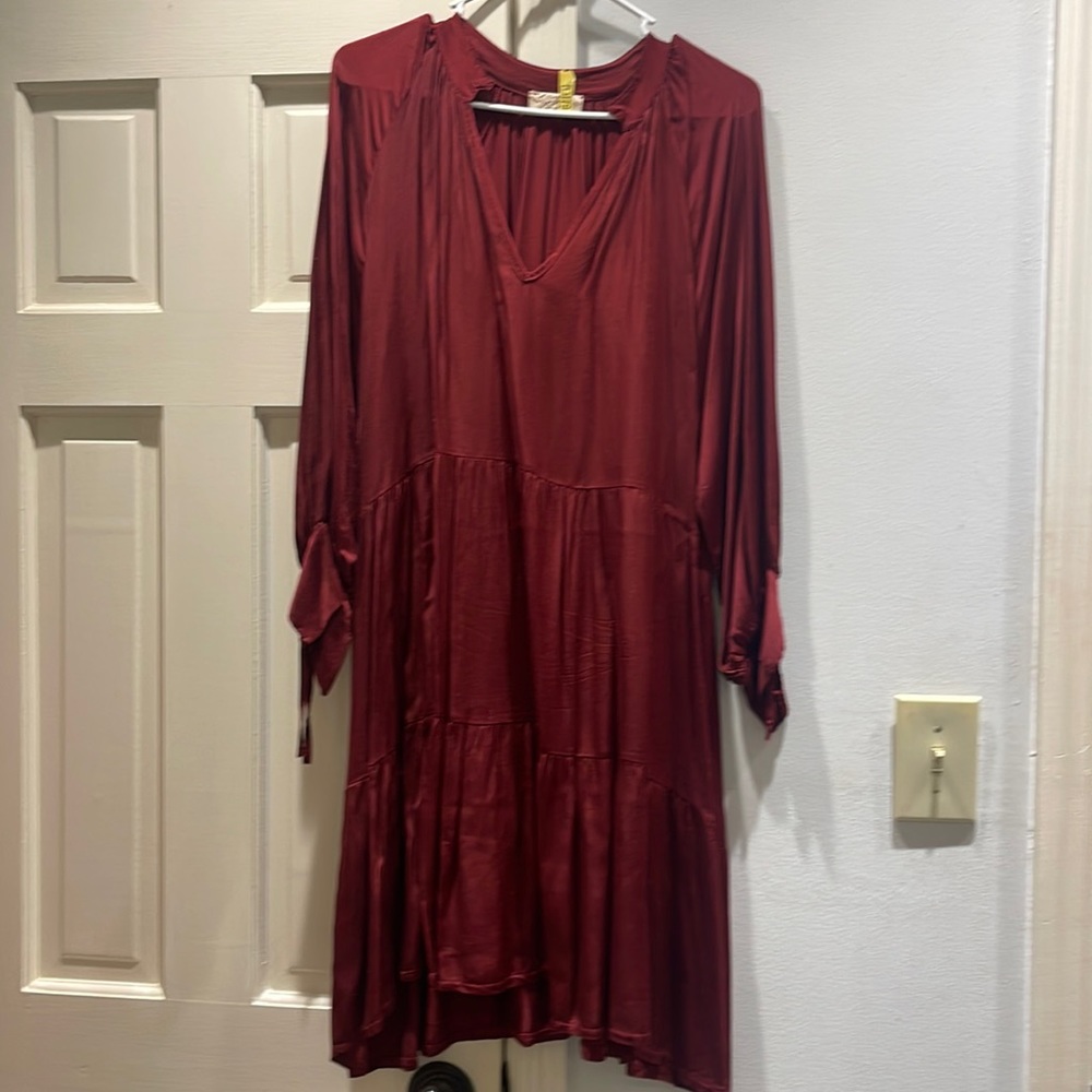 Sofia Italian brand one size dress. Burgundy/ wine color. Great for fall.